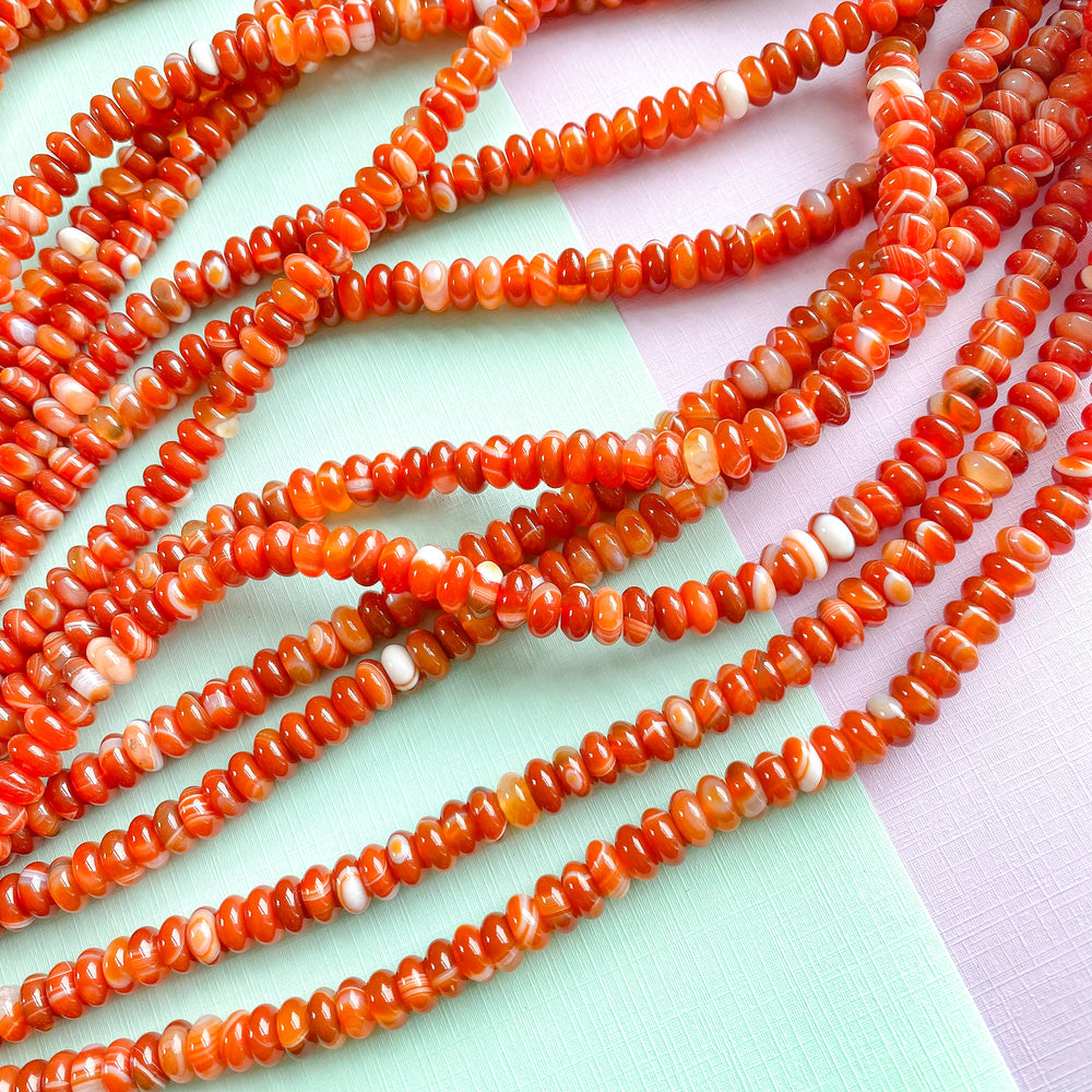 8mm Smooth Carnelian Rondelle Strand