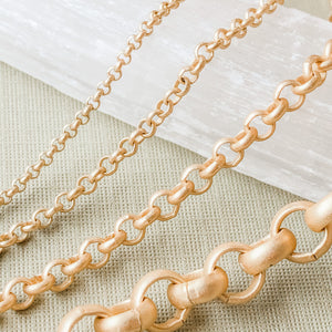 1.5-7mm Brushed Gold Rolo Chain - Christine White Style