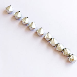 15mm Silver Brass Handmade Bicone - 10 Pack