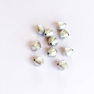 15mm Silver Brass Handmade Bicone - 10 Pack