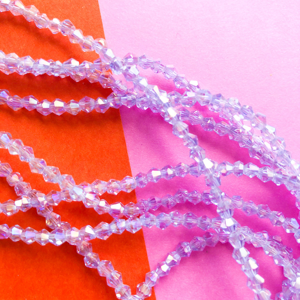 3mm Lilac AB Faceted Chinese Crystal Bicone Strand