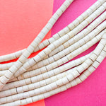 4mm Cream Magnesite Heishi Cylinder Strand